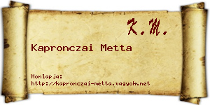 Kapronczai Metta névjegykártya