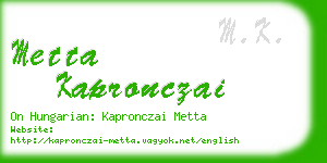 metta kapronczai business card